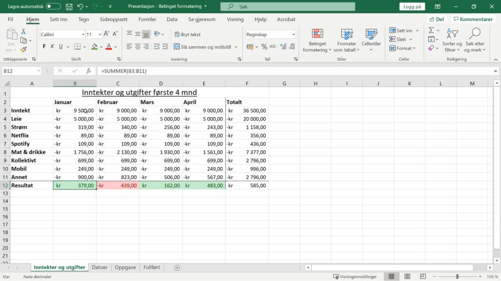 Betinget formatering