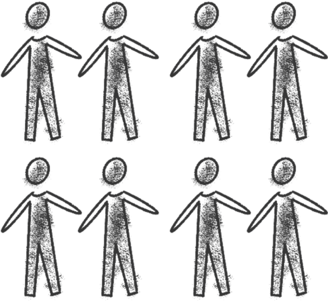 Bilde av mange strekfigurer som former en gruppe