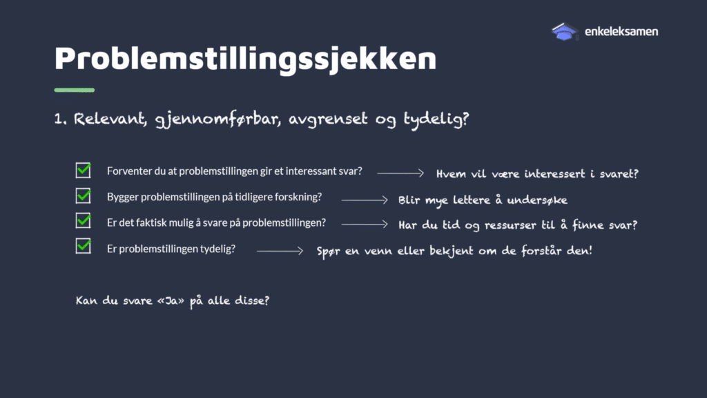 Problemstillingssjekken