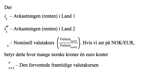 Forklaring på sammenhengen mellom kronekurs og renten (udekket renteparitet)