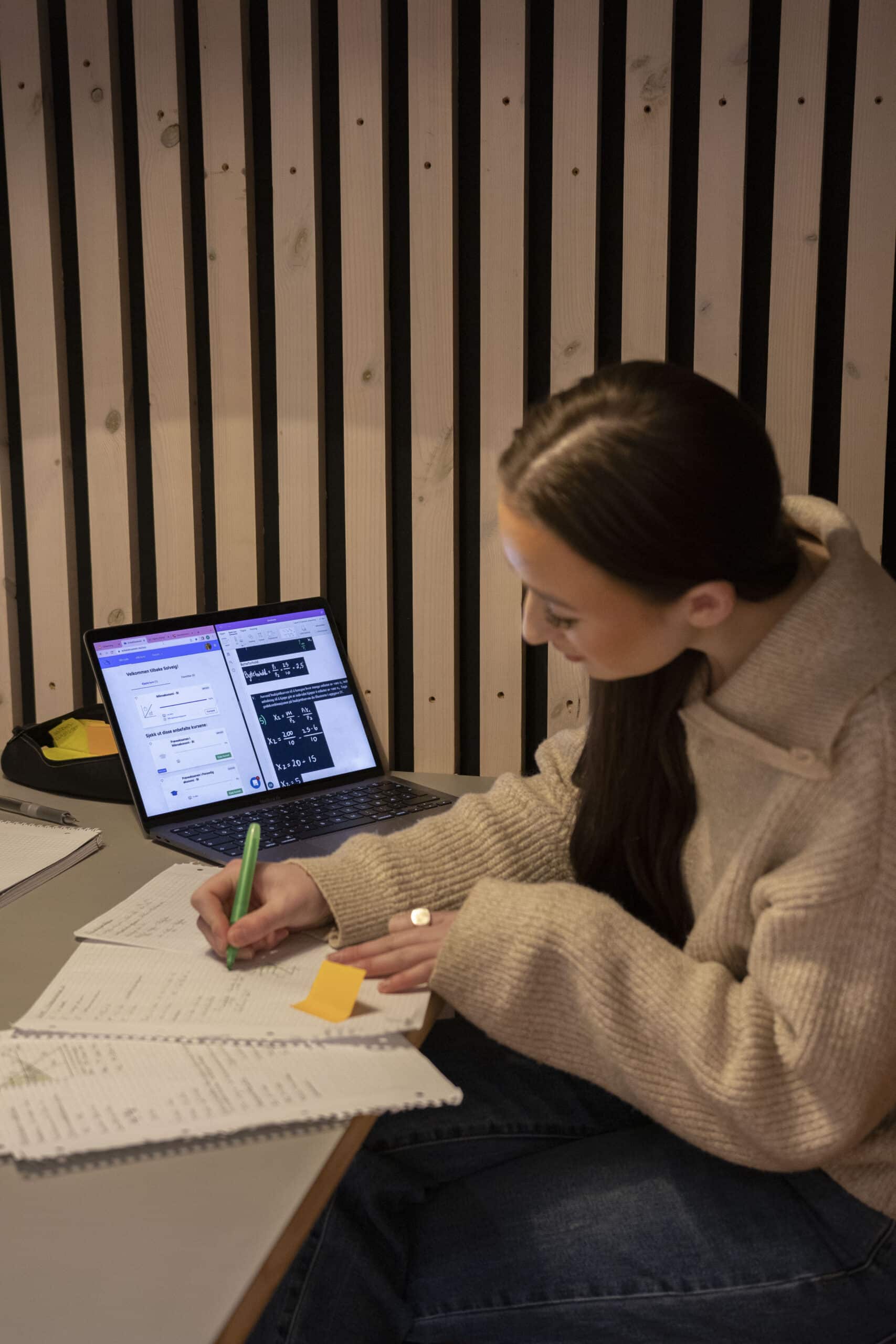 Elev bruker EnkelEksamen som forberedelse til prøve, og får hjelp av AI-veileder