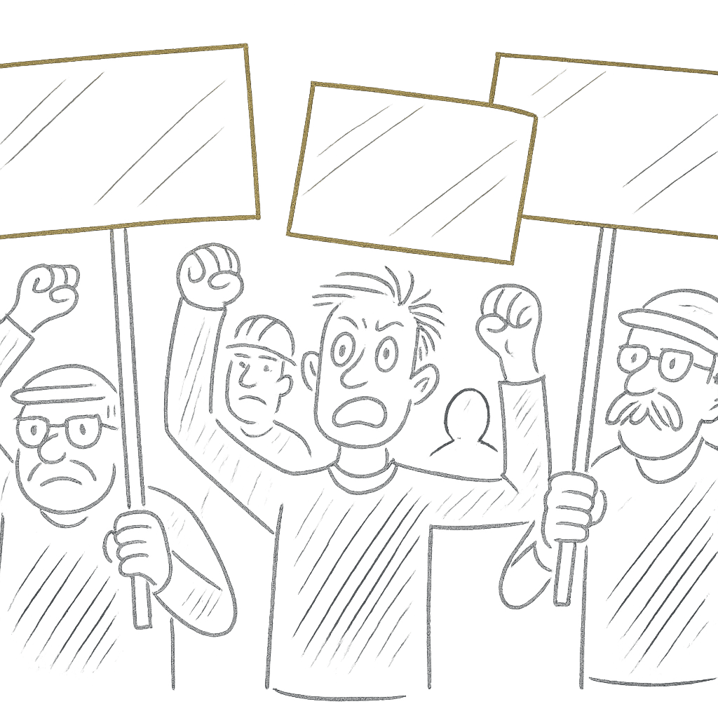 illustrasjon av mennesker som protesterer
