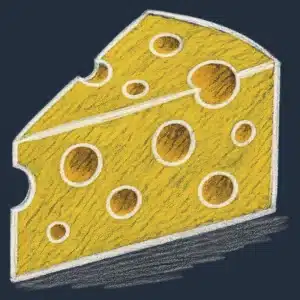 Tegnet ostestykke.