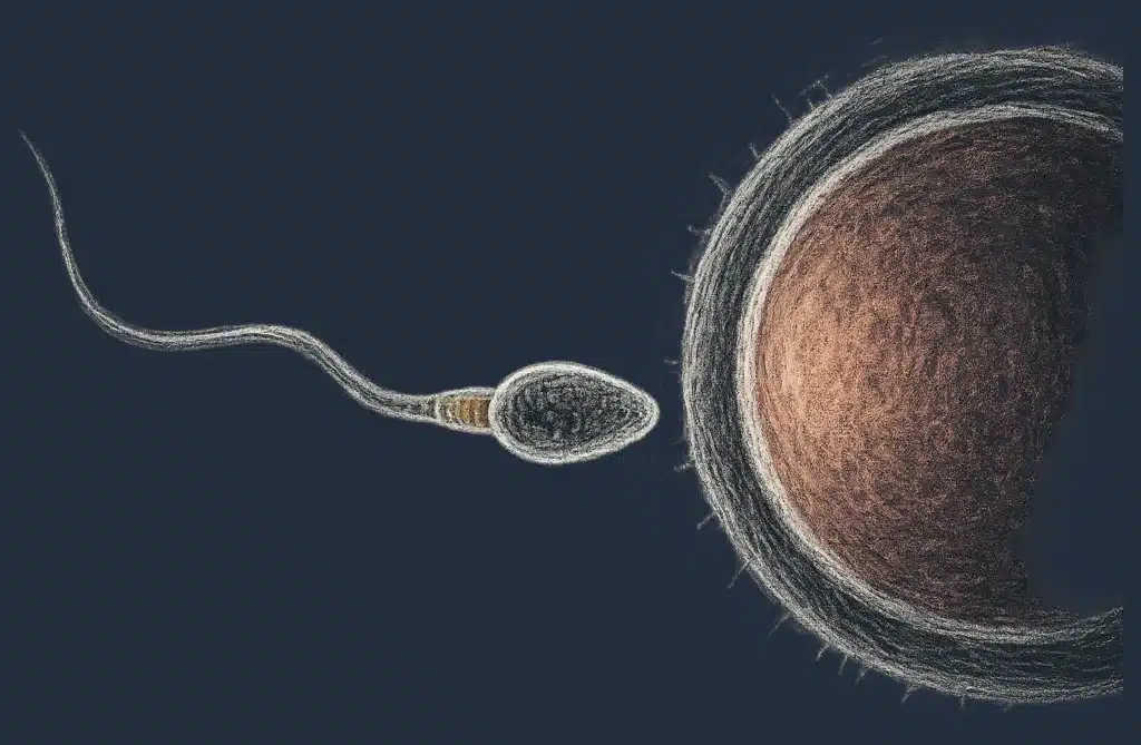 Sædcelle nær en eggcelle.